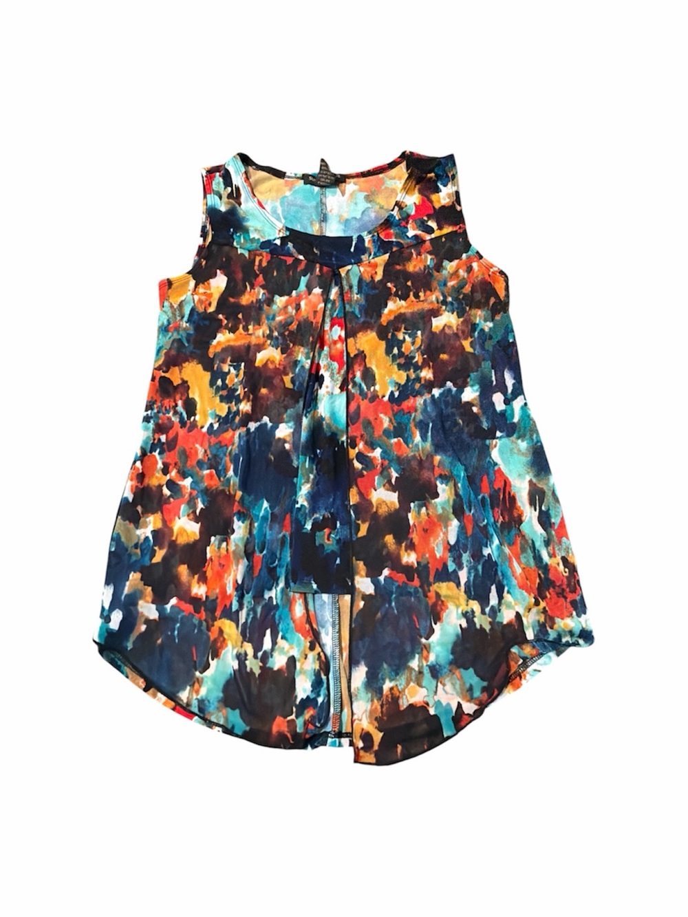 Susan Lawrence Size Small Multicolor Abstract Watercolor Print Sleeveless Top